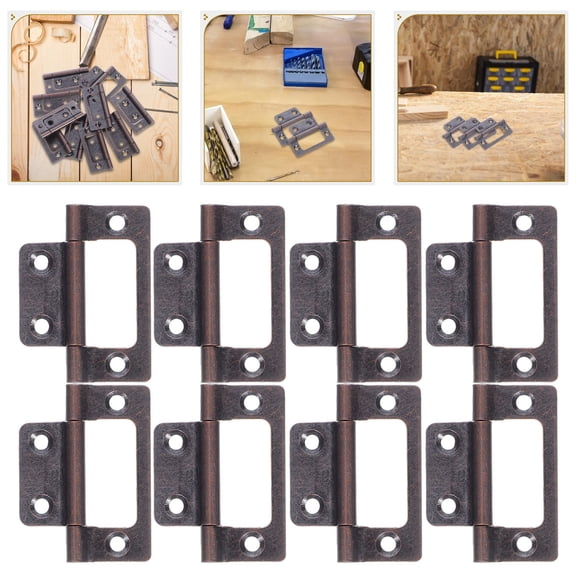 KAKOWELY 10pcs Flat Hinges Iron Coffee Adjustable Alignment For Furniture Parts 2.0*0.9*0.2in
