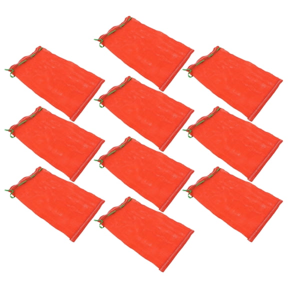 KAKOWELY 10pcs Mesh Storage Produce Bags With Drawstring Closure For Vegetables Red PP