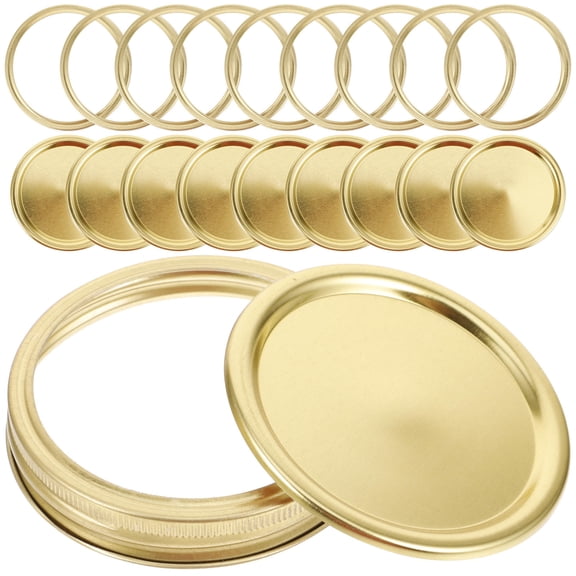 KAKOWELY 12 Leakproof Canning Lids Golden Tinplate Airtight for Fruits Cookies Storage 1Set