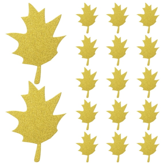 KAKOWELY Thanksgiving Day Themed Leaf Shape Glitter Paper Golden 20Pcs 3.9X2.8In