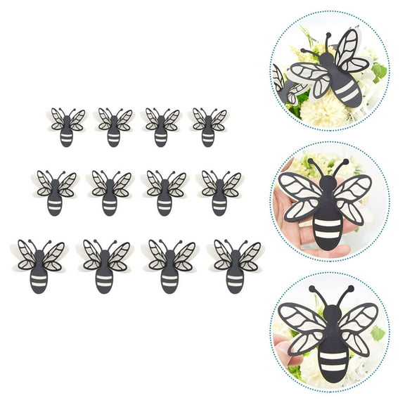KAKOWELY 12Pcs 3D Bee Wall Decals Pearlescent Paper Delicate Insect Decor For Diy Lovers