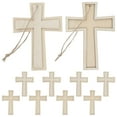 thumbnail image 1 of KAKOWELY 12Pcs Cross Ornament for Diy Wooden Pendant Unfinished Wood Cutouts Crafts Light Yellow Boxwood 12.7X9.2X0.5In, 1 of 7