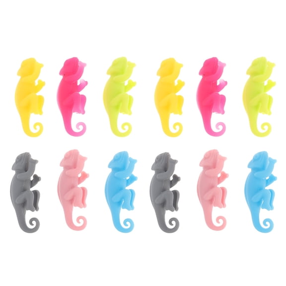 KAKOWELY 12Pcs Cup Identifiers For Drinks Silicone Chameleon Shape For Wine Glass Accessories