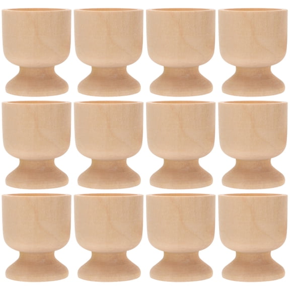 KAKOWELY 12Pcs Easter Wooden Diy Cup Shaped For Easter Party And Creative Eggs Cup