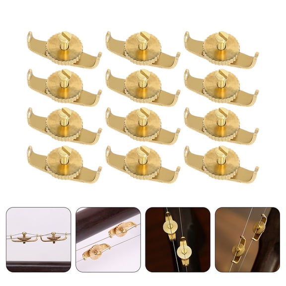 KAKOWELY 12Pcs Golden Copper Erhu Fine Tuners for String Adjustment Accessories
