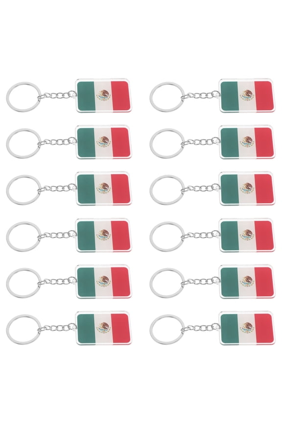 12Pcs Mexican Flag Soccer Keychain Acrylic Travel Souvenir Football Fan Collectible