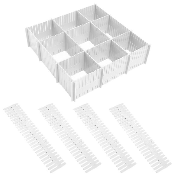 KAKOWELY 12Pcs Plastic Drawer Separator for Home Organisation 45x7cm White Rectangular