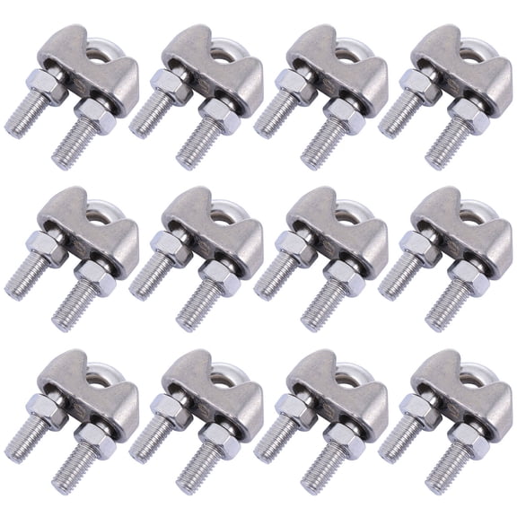 KAKOWELY 12Pcs Stainless Steel Saddle Clamps for Wire Rope Joining with Polished Burr Free Design