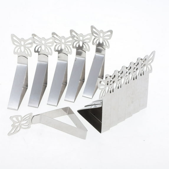 KAKOWELY 12Pcs Table Skirt Clips Silver Stainless Steel For Outdoor Meetings And Banquets With Adjustable Design