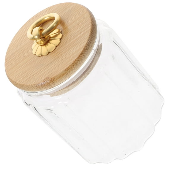 KAKOWELY 1Pack Clear Storage Jar Glass Kitchen Canisters With Vertical Pattern For Food Preservation