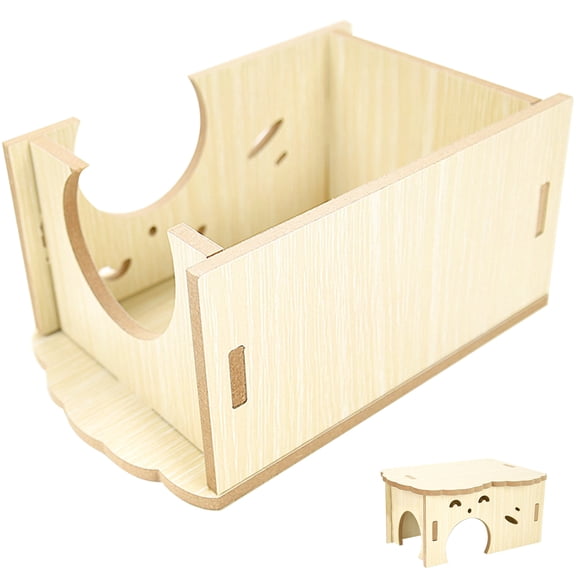 KAKOWELY 1Pack Small Animal Hideout Wood Nest Beige Hiding Toy For Rat 5.11X3.14X2.55in