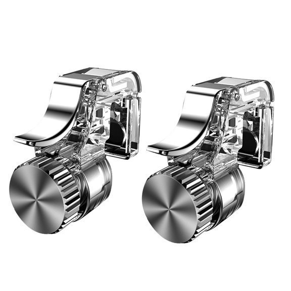 KAKOWELY 1Pair Plated Silver Phone Game Triggers with Precise Trigger Design and Nonslip Silicone Pads for Mobile Gaming