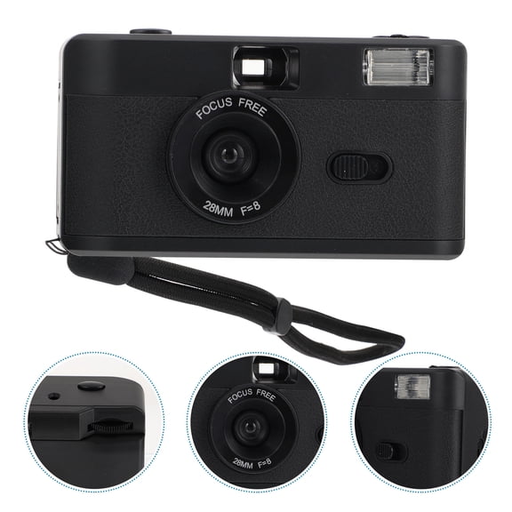 KAKOWELY Retro Black ABS Film Camera with Built-in Flash for Home Use 1 Pc
