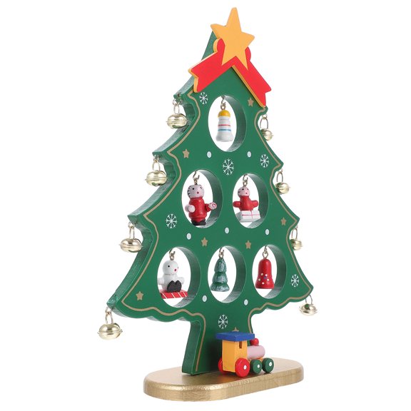 KAKOWELY 1Pc Green Wooden Christmas Tree Decor Mini Xmas Tree for Festive Atmosphere
