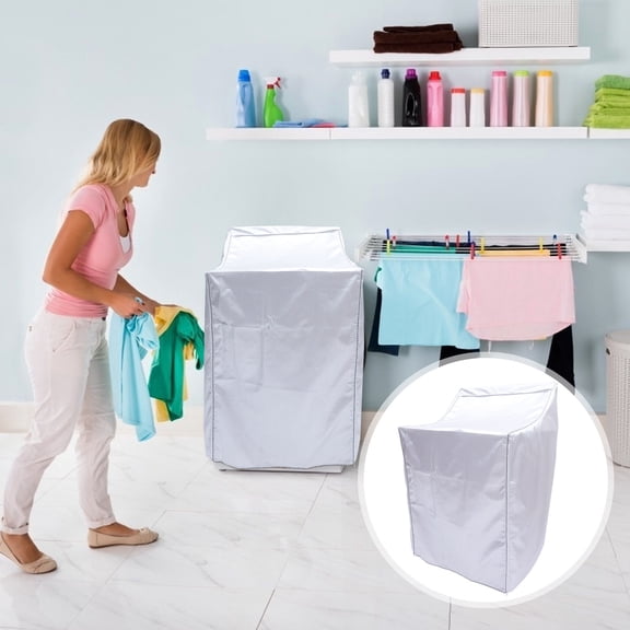 KAKOWELY 1Pc Plated Silver Dryer Cover Protector with Full Elastic Wrap Water and Dust Resistant Laundry Accessory