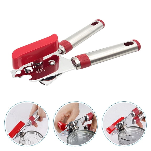 KAKOWELY Portable Red Metal Can Opener, Stainless Steel Kitchen Tool, Easy Open