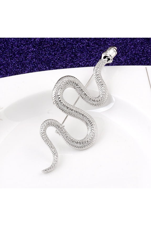 1Pc Silver Snake-Shape Brooch Pins for Men and Women Banquet Party Prom Accessory