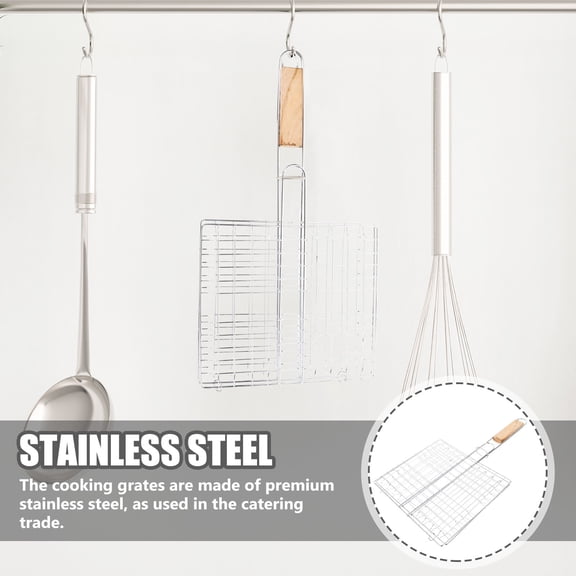 KAKOWELY 1Pc Stainless Steel Grill Net with Clip for Bbq Camping Outdoor Cooking and Roasting