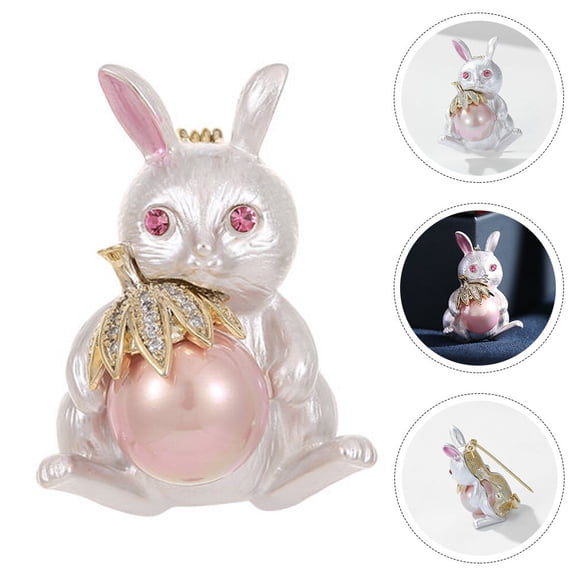 KAKOWELY 1Pcs Adorable Bunny Brooch Multi Color Copper Metal Alloy Crystal For Easter Mother's Day