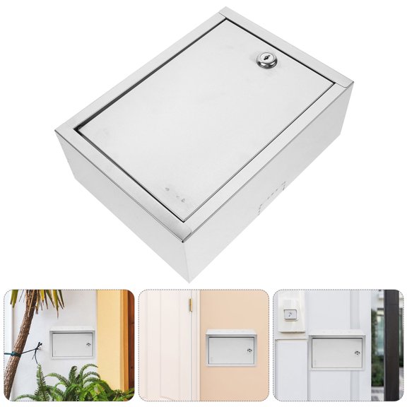 KAKOWELY 1Pcs Simple Style Silver Stainless Steel Milk Box Holder For Wall Mount 9.82X7.07X3.54In