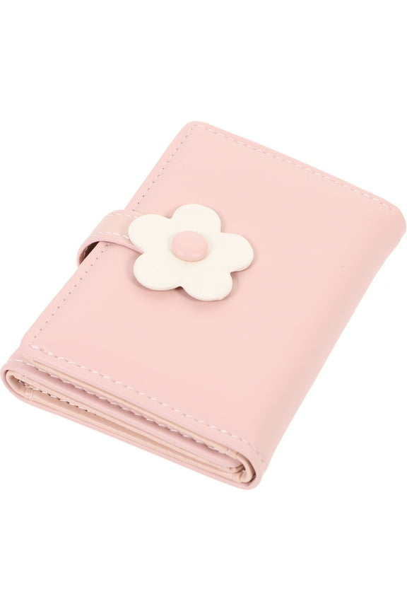 1Pcs Small Women Wallet In Pink Pu Leather Folded Style With Multiple Compartments For Cards And Coins