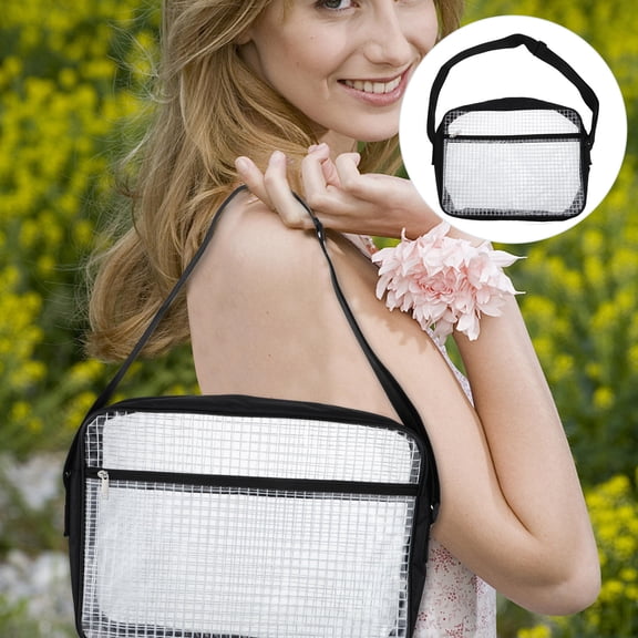 KAKOWELY Clear Black PVC Shopping Bag, 1 Piece, Reusable Tote, 15.72 x 11.79 x 3.14 Inches