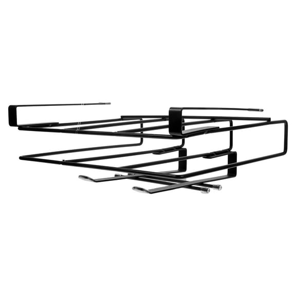 KAKOWELY 1Set Bookshelf Rectangular Black Stainless Steel For Kitchen Utensils