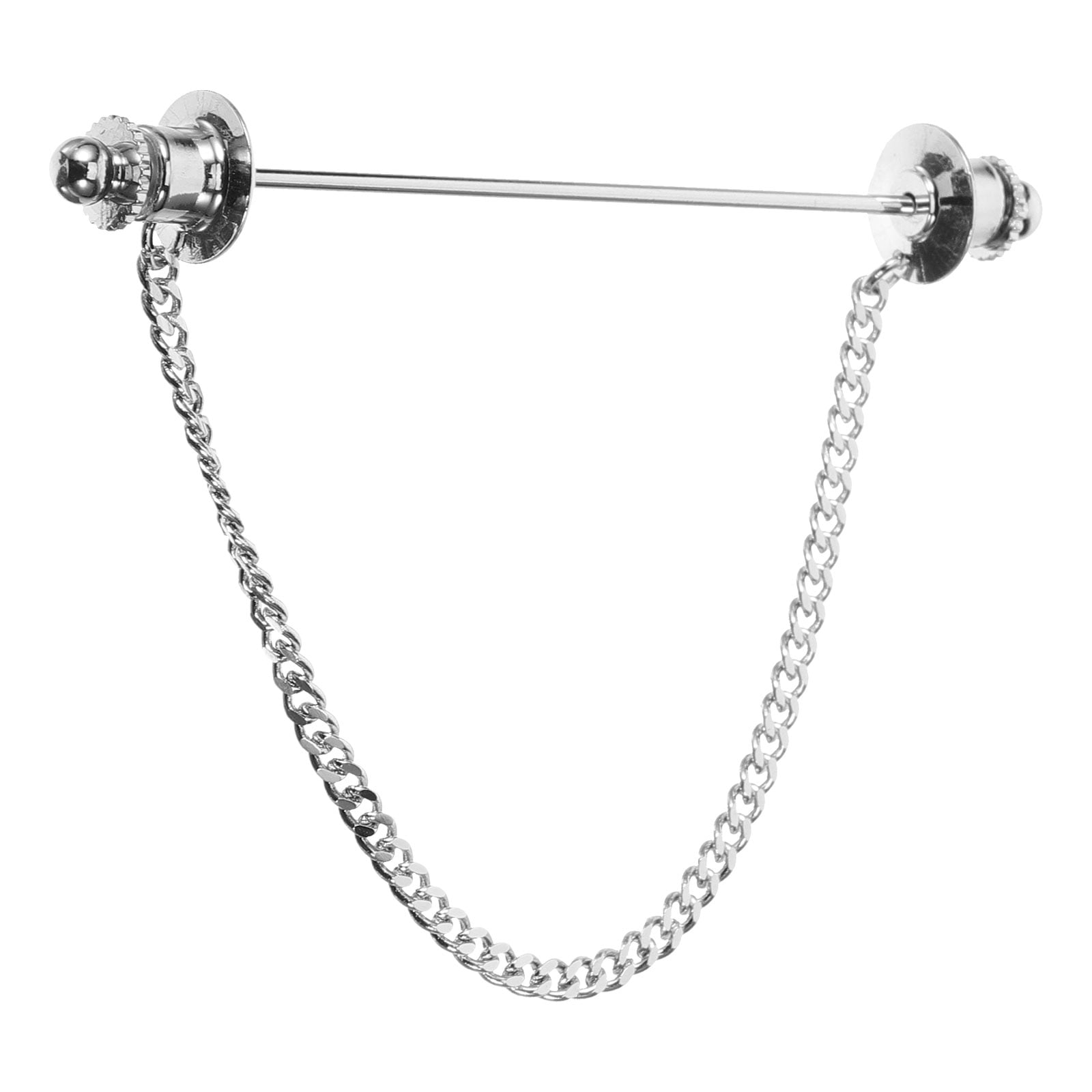 KAKOWELY 1Set Classic Silver Collar Pin With Chain For Men In Copper ...