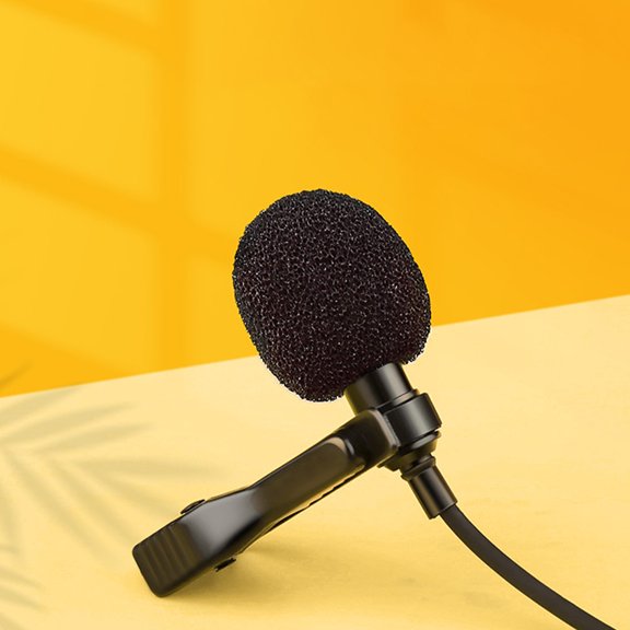 KAKOWELY 1Set Portable Lavalier Microphone Black with 3.5mm Plug for Phone Recording
