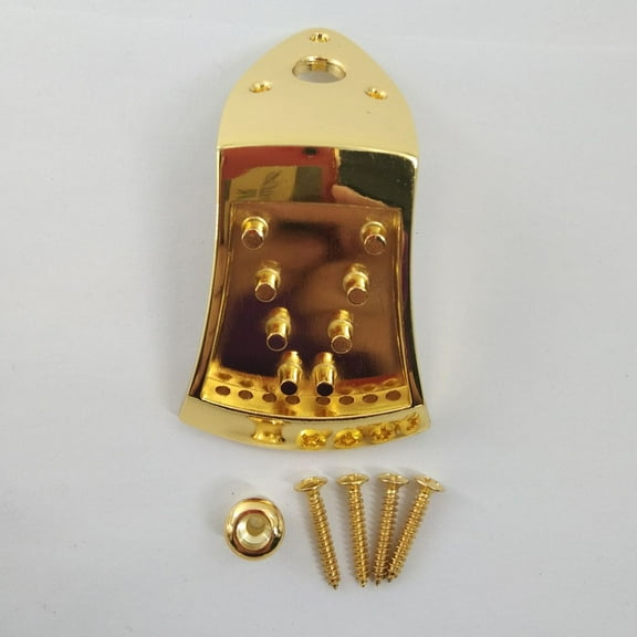 KAKOWELY 1Set Durable Golden Metal Mandolin Tailpiece Bridge for 8 String Mandolin with Fast String Change