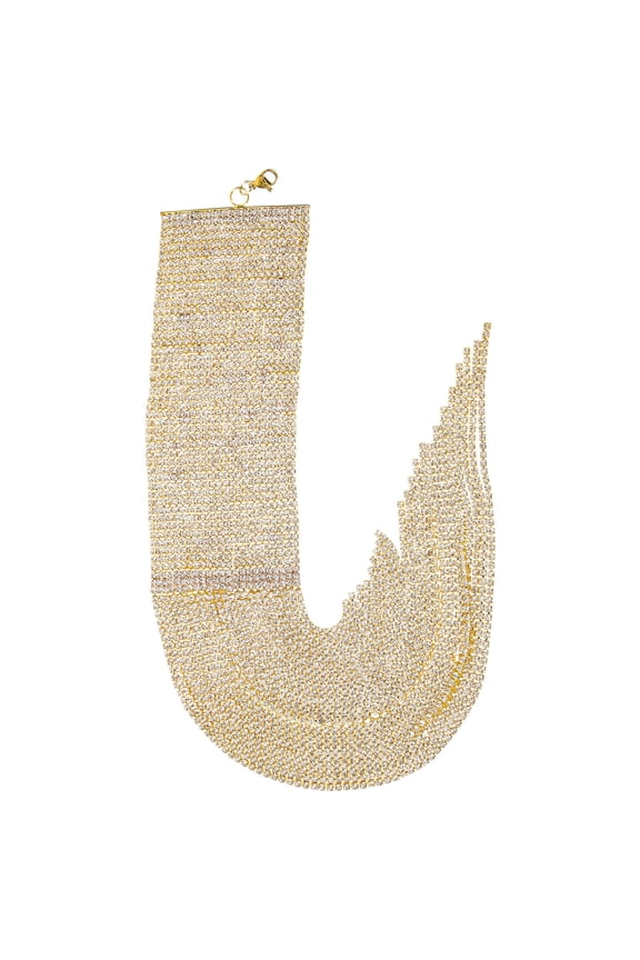 1Set Elegant Wrap Bracelet Rhinestone Hand Chain Sparkly Bracelets for Women 15.2x1.8in