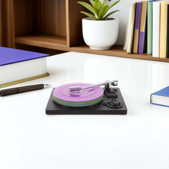 KAKOWELY Record Coasters for Drinks Retro Aesthetic Plastic Decorative Mats