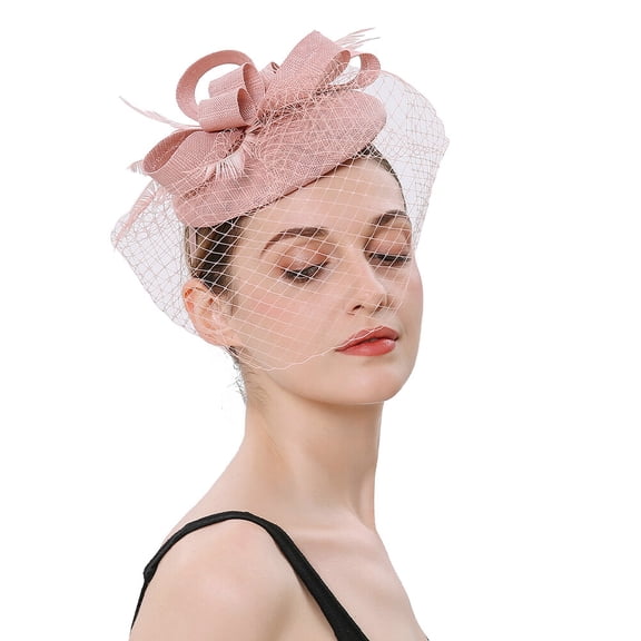 KAKOWELY 1Set Pink Veil Fascinator Hat For Women Suitable For Elegance And Classic Occasions