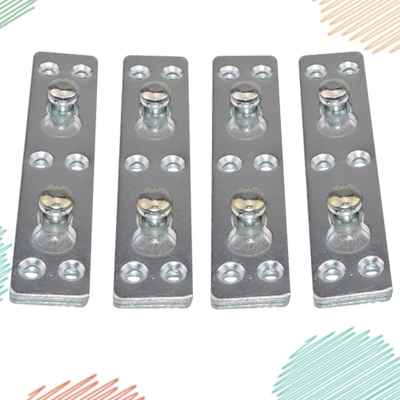 KAKOWELY 1Set Plated Silver Bed Hinge Thickened Connecting Hardware for Bed Frame and Rail Use