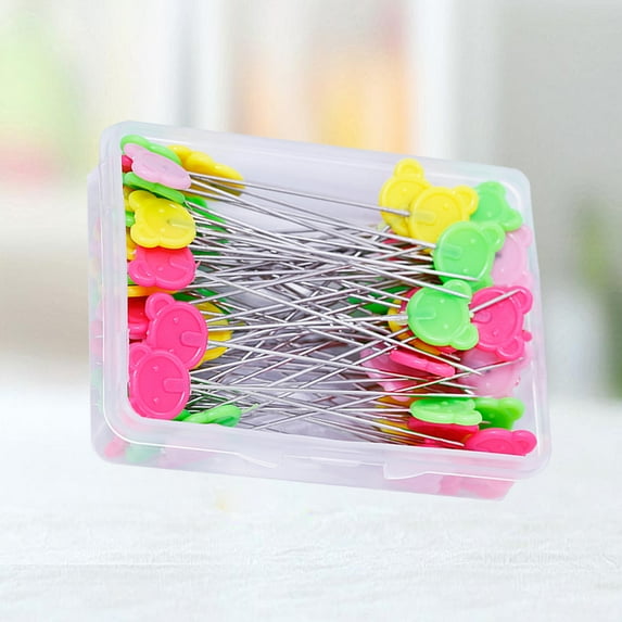 KAKOWELY Sewing Pins Assorted Color Flat Bear Head Marking Crafting 50Pcs 2.7x1.9x0.8in