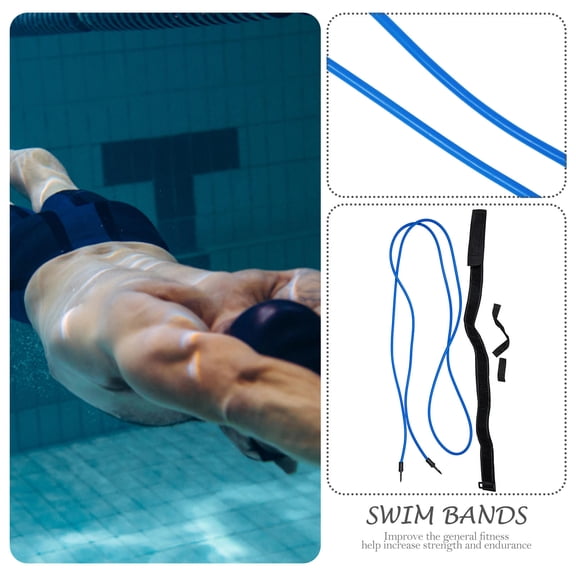 KAKOWELY 1Set Swim Resistance Bands Kit Black Adjustable Swim Training Belt with Storage Bag for Pool Workouts