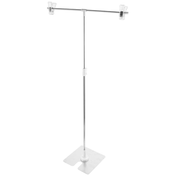 KAKOWELY 1Set T Shape Photo Backdrop Stand Adjustable 44.50X13.50X1.00CM White Stainless Steel Plastic