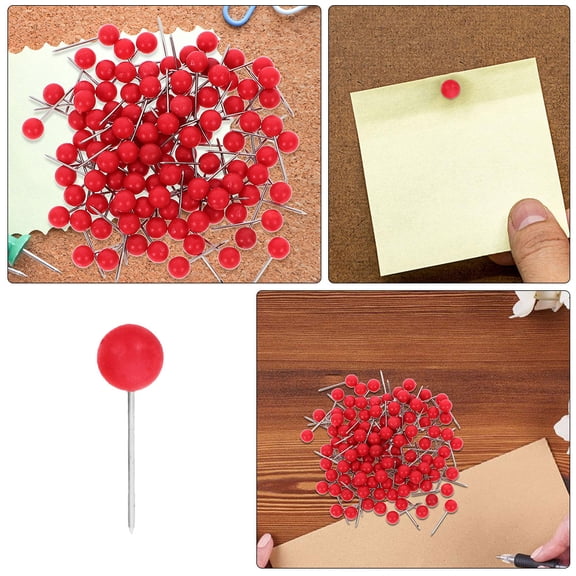 KAKOWELY 200pcs Round Head Needle Pin Red Stainless Steel Map Marking Adults