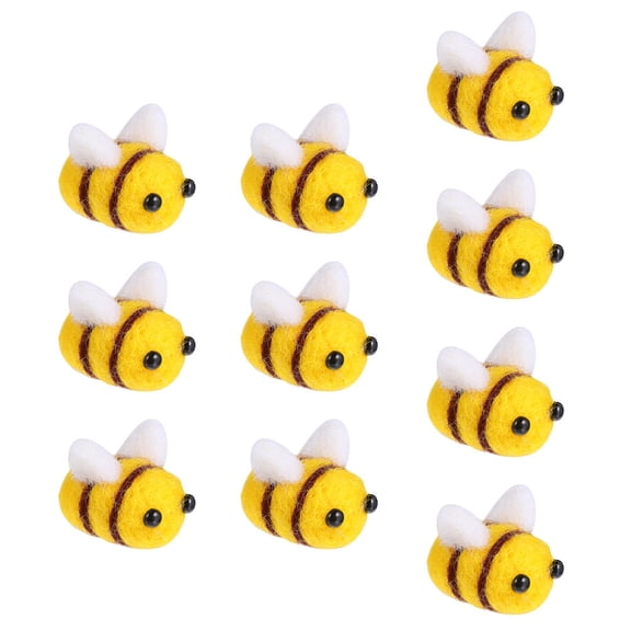 KAKOWELY Wool Felt Bees For Crafts Diy Handmade Bee Accessories Yellow 20Pcs 1.2X1In
