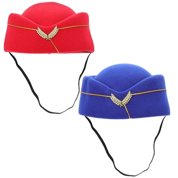 KAKOWELY 2Pcs Air Hostess Cap Felt Material for Women Beret Shape for Role-Playing and Events