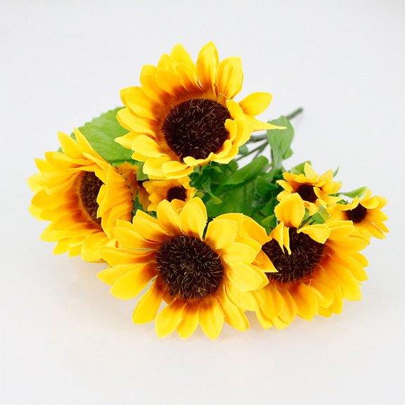 KAKOWELY 2Pcs Artificial Sunflower for Home Decor Wedding 11Inch Yellow