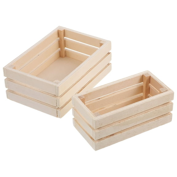 KAKOWELY 2Pcs Beige Mini Crates for Crafts and Miniature Ornaments in Dollhouse Miniatures