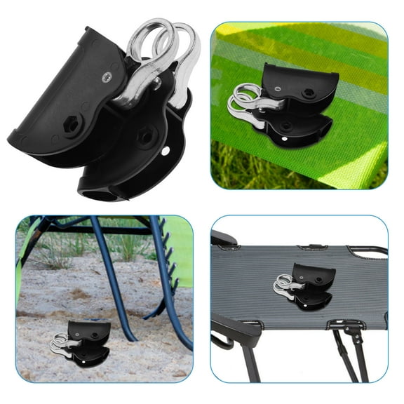 KAKOWELY 2Pcs Chair Repair Bracket Black Plastic and Stainless Steel for Beach and Deck Use
