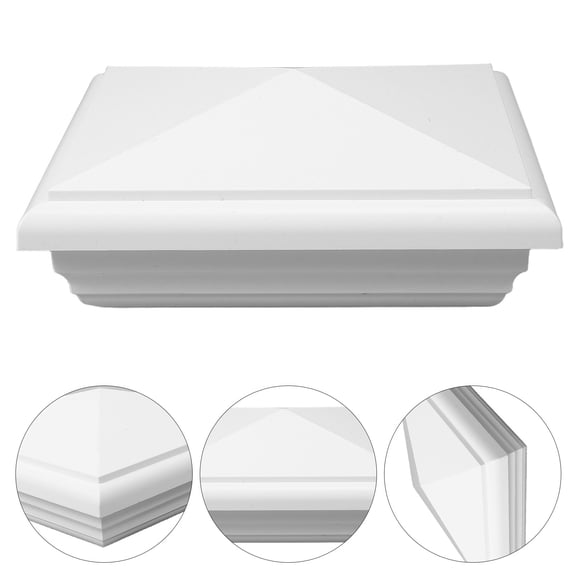 KAKOWELY 2Pcs Decorative White Vinyl Fence Post Caps Pyramid Style for Decks and Outdoor Posts