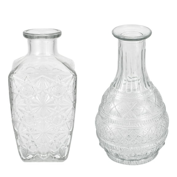 KAKOWELY 2Pcs Desktop Vase for Family and Friends Home Decorations Transparent Glass Flower Holder 9x5x18in