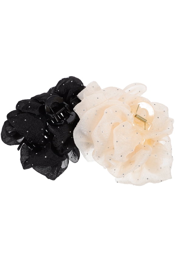 2Pcs Large Claw Hair Clips with Bubble Mesh Yarn Assorted Color for Thick Hair
