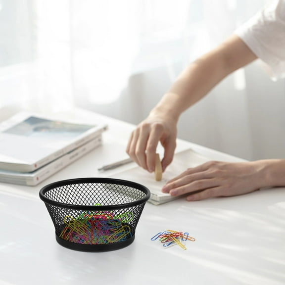 KAKOWELY 2Pcs Mesh Holder Paper Clip Storage Basket for Home Office 4.3x4.3x2in