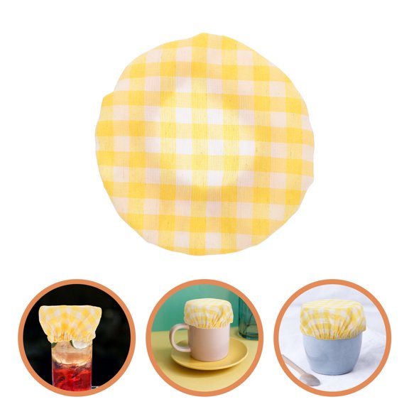 KAKOWELY 2Pcs Plaid Cotton Cloth Bread Proofing Covers Elastic Reusable Sourdough Bowl Lid
