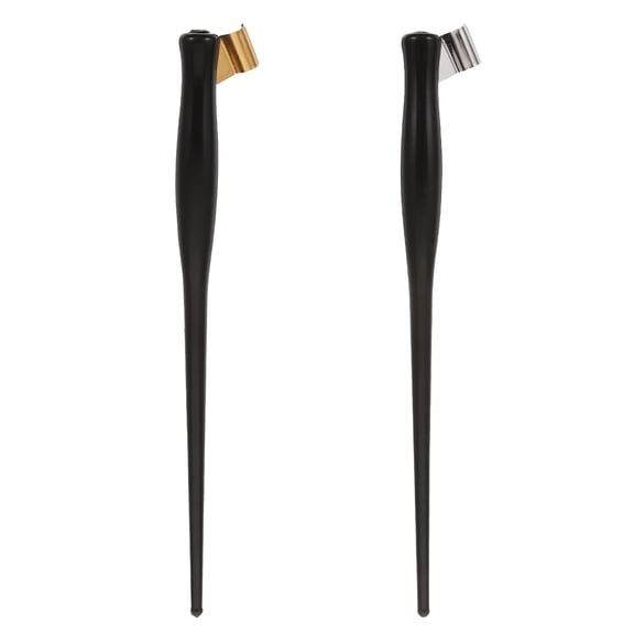KAKOWELY 2Pcs Resin Dip Pen Nib Holders Black Comfortable Oblique Nib Holders for Office Supplies