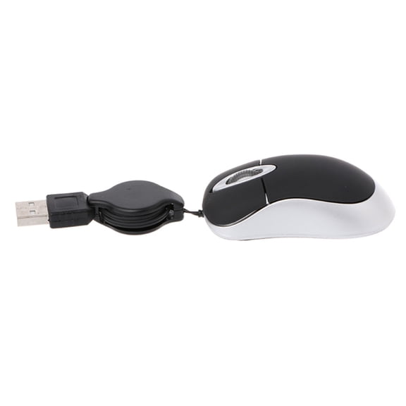 KAKOWELY 2Pcs Retractable Cable Wired Mouse Optical Mouse Black for Computer Users Back to School